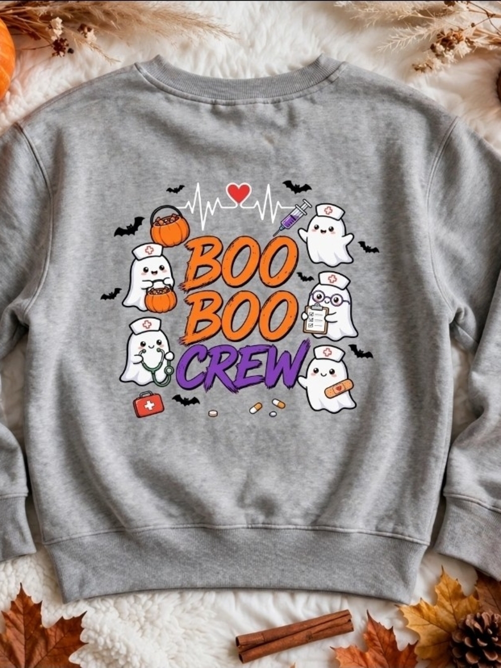 Nurses Boo Boo Crew Sweatshirt NWT Boutique